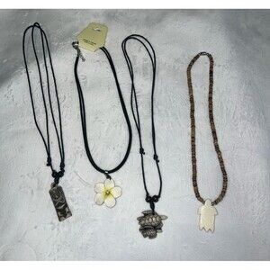 4 island themed necklaces